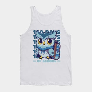 100 days of school typography featuring a Cute owl with a bagpack #2 Tank Top